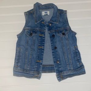 Jean Vest Denim Jacket Girls Size 6/7 Small Button Up Old Navy